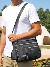 baratos Bolsas para Homem-Bolsa transversal masculina em nylon, bolsa de ombro com vários bolsos e porta-garrafa, mochila casual para atividades ao ar livre. &amp;uso diário