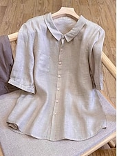  Women's Shirt Solid Color Elegant Vacation Daily Short Sleeve Long Tops Casual Daily Holiday Blue Pink Green Light Grey Dark Gray Summer Spring