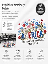 abordables Tops del Día de San Valentín-Día de la Independencia de Estados Unidos, mujer, 100% algodón, bordado, estilo vintage, elegante, manga corta, cuello redondo, tops regulares, casual, negro, verano, primavera