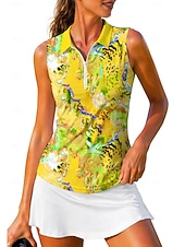 preiswerte Damenbluse-Damen Abstrakt Oberteile Sporthemd Golf-Poloshirt Tennis Shirt Ärmellos Reißverschluss Blumen UPF50+ UV-beständig Hohe Elastizität Feuchtigkeitsableitend Atmungsaktiv Tennis Golfspiel Pickleball