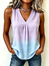  Per donna Canotta Grafico Gradiente di Colore Elegante Vintage Casual Senza Maniche Scollo a V Top Regolari Casuale Quotidiano Blu Giallo Viola Verde Estate Primavera