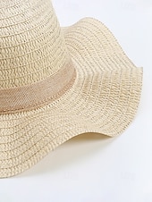 abordables Chapeaux pour femmes-Chapeau de soleil bohème en paille pour femme, chapeau de plage pliable multicolore avec nœud papillon, chapeau à larges bords portable pour une tenue décontractée
