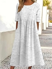  Per donna Abito Midi Abito a Tubino Vacanza Casual Boho Quotidiano Abito Estivo Abito Primaverile Vestibilità comoda Floreale Grafico Manica Corta Girocollo Blu Bianco Rosa Albicocca Estate Primavera