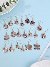 billiga Tillbehör-Örhängen i legering för kvinnor med amerikansk självständighetsdagsmotiv – patriotiska smycken i flera stilar för kvinnor, 7.4 fyrverkerier, flagga, stjärndesigner för högtider, fester och