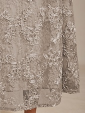  Mujer Vestido maxi Vestido de una línea Elegante Fiesta de Noche Acordonado Lentejuelas Floral Manga Corta Cuello Barco Gris Ligero