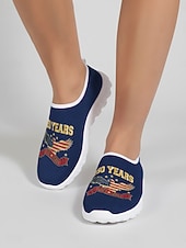  Damesschoenen in blauw met Amerikaans jubileummotief - casual sneakers met print van de Amerikaanse adelaar, ademend mesh bovenwerk en lichtgewicht EVA-zool, perfect voor parades en festiviteiten op 4