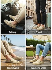 economico Scarpe Casual Slip-On-mocassini slip-on in tela da uomo – scarpe casual leggere e traspiranti per l'estate, la guida e le passeggiate in spiaggia