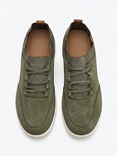 cheap Men-Men's Olive Casual Sneakers Lace-Up Lightweight Comfort Walking Shoes Soft Low Top Footwear for Outdoor Resort, Travel, Weekend Outings and Leisure Wear