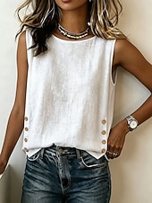  Women's Blouse Graphic Vintage Stylish Basic Sleeveless Crew Neck Regular Tops Casual Daily White Yellow Pink Brown Green Summer Spring
