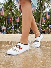 tanie Kobiety-Damskie patriotyczne buty do wody w kształcie kieliszka do wina – lekkie, szerokie, szybkoschnące, plażowe skarpetki w stylu amerykańskim, idealne na Dzień Niepodległości, plażę i basen &amp;sporty wodne