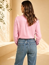 cheap Plain Blouses-Women's Shirt Solid Color Plain Vintage Daily Stylish Long Sleeve Shirt Collar Regular Tops Casual Blue White Pink Navy Blue Brown Summer Spring