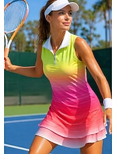 billiga Kvinnors klänning-Dam Lutning Tennisklänning Sportklänning Tennispikéklänning Ärmlös Fjärdedels blixtlås Elastisk Svettavvisande Andningsfunktion Volleyboll Tennis Golf Krage Nedvikt Klänningar Gul Rosa Blå