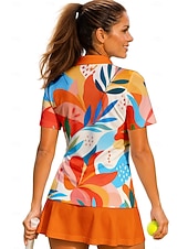 preiswerte Damenbluse-Damen Blumenmuster Sporthemd Golf-Poloshirt Tennis Shirt Tennis-T-Shirt Kurzarm Blumen Knöpfe UPF50+ UV-beständig Hohe Elastizität Feuchtigkeitsableitend Atmungsaktiv Volleyball Tennis Golfspiel