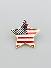  Women's USA Independence Day Alloy Pins Set – Multi-Style Patriotic Pins, Stars, Flags, Heart, Map, 7.4 Designs for Holiday, Party, and Festival Wear