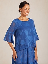 economico Bluse Eleganti-Per donna Camicia di Pizzo Blusa Top Eleganti Top in chiffon Orlo asimmetrico Tinta unica Floreale Grafico Elegante Essenziale Casual Mezza Manica Manica a Volant Scollo a Barca Quotidiano Lavoro