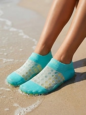 voordelige Vrouwen-Damesblauwe mesh waterschoenen met stippen – ademende, elastische gebreide, sneldrogende instapsneakers met een flexibele antislipzool voor strand, zwemmen, surfen en yoga. &amp; reis