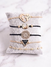 billiga Damarmband-Damset med 6 stapelbara armband i bohemiskt stil, armband i legering med flera designer och hängen för strandsemester &amp;dagligt vardagskläder