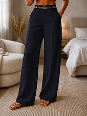  Femmes Jambe large Dress Pants works Pantalons Élégant Mode Travail Longueur complète Taille haute Confort Quotidien Affaires Bureau Noir Blanche Vert épinard Abricot Été Printemps Automne Hiver