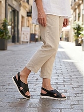 preiswerte Komfortsandalen-Bequeme, verstellbare Slingback-Sandalen für Damen mit gekreuzten Riemen und Fußgewölbeunterstützung sowie rutschfester Sohle für den Alltag und auf Reisen.