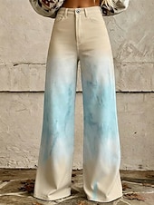 cheap Bottoms-Retro Vintage Boho 1970s Pants Wide Legged Pants Hippie Disco High Waist Floral Faux Jeans Style Fancy Dress Women's Halloween Carnival Music Festival Pride Parade Retro Theme Party Adults' Pants