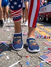  Damesschoenen in blauw met Amerikaans jubileummotief - casual sneakers met print van de Amerikaanse adelaar, ademend mesh bovenwerk en lichtgewicht EVA-zool, perfect voor parades en festiviteiten op 4