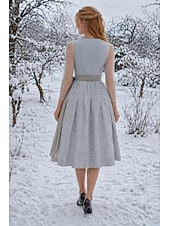 billige Dirndl-kjoler-Oktoberfest Kjoler Dirndl Trachtenkleader Midi-lengde Hushjelp bayerske Tysk Enger Dame Karneval Ølfestivalen Tradisjonell stil klut Uten bluse