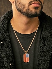 billige Tilbehør-Herrekjede med USA-flagg i rustfritt stål - patriotisk militæranheng i flere farger til amerikansk 250-årsjubileum, uavhengighetsdagen og utendørssport &amp;veteran gift