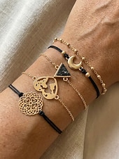 billiga Damarmband-Damset med 6 stapelbara armband i bohemiskt stil, armband i legering med flera designer och hängen för strandsemester &amp;dagligt vardagskläder