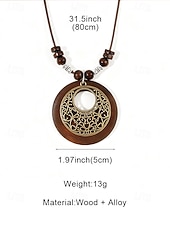 voordelige Dames ketting-Dames boho lange hangerketting - vintage hout &amp;Truienketting van legeringskralen met bladmotief &amp;Levensboom bedeltjes voor een zomervakantie aan het strand, of als casual kleding voor elke dag.