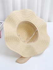 abordables Chapeaux pour femmes-Chapeau de soleil bohème en paille pour femme, chapeau de plage pliable multicolore avec nœud papillon, chapeau à larges bords portable pour une tenue décontractée