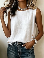  Women's Blouse Graphic Vintage Stylish Basic Sleeveless Crew Neck Regular Tops Casual Daily White Yellow Pink Brown Green Summer Spring