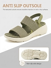 cheap Comfort Sandals-Women's Green Arch Support Comfort Sandals – Adjustable Hook &amp; Loop Walking Sandals with Shock Absorbing Sole for Casual Walking, Travel &amp; All-day Comfort