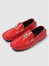 cheap Men-Men's Red Loafers for Resort Evenings - Lightweight Comfort Slip-On Dress Shoes - Elegant Vacation Footwear for Seaside Dinners, Holiday Parties and Smart Casual Evening Wear