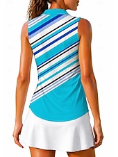 abordables Camisa de Mujer-Mujer Geométrico Rayas Tops Camisa deportiva Camisas de polo Camiseta de tenis Sin Mangas Cremallera Floral UPF50+ Resistente a los rayos UV Alta elasticidad Dispersor de humedad Transpirable Tenis