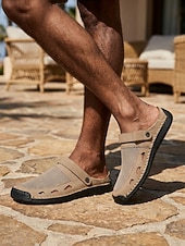 cheap Men-Men's Slip-On Clog Sandals Breathable Cutout Comfort Mule Shoes Casual Lightweight Footwear for Outdoor Resort, Garden Leisure, Travel and Everyday Summer Wear