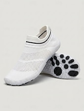 cheap Women-Women's White Breathable Knit Barefoot Water Shoes – Lightweight Quick Dry Slip On Aqua Sneakers with Non-Slip Flexible Sole for Beach, Swimming, Surfing, Yoga &amp; Travel