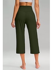 cheap Straight-Leg Pants-Women's Wide Leg Chinos Vacation Classic Style Basic Capris High Waist Plain Pocket Comfy Comfort Soft Stretchy Casual Gym Yoga Apricot Black White Army Green Spring Regular Fit