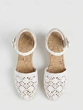 economico Sandali espadrilles-Sandali espadrillas con zeppa da donna, comodi sandali estivi con cinturino alla caviglia, perfetti per invitate a matrimoni, vacanze al mare e outfit eleganti.