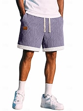 cheap Casual Shorts-Men's Shorts Casual Shorts Corduroy Shorts Pocket Elastic Waist Ribbed Plain Striped Comfort Breathable Above Knee Casual Outdoor Beach Vacation Fashion Khaki Navy Blue Stretchy