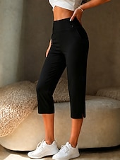 halpa Naisten leggingsit-Naisten Housut Mukavat leggingsit Vapaa-aika Urheilu Vasikka-Length Luonnollinen Tavallinen Sivutaskut Jaettu Mukava Hengittävä Jooga Rento / arki Valkoinen Khaki Musta Laivaston sininen Kevät Syksy