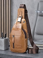 ieftine Genți de Băieți-geantă sling bărbătească din piele naturală - geantă vintage crossbody cu compartimente multiple &amp;capacitate mare, curea reglabilă pentru naveta de afaceri, călătorii &amp;casual de zi cu zi, culori