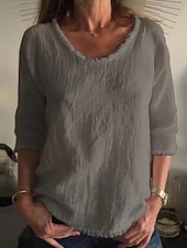  Pentru femei Cămașă Cămașă Boho Franjuri Culoare solidă Boemia Vacanță Zilnic În V Topuri obișnuite Casual Zilnic Concediu Alb Galben Roșu-aprins Gri Vară Primăvară