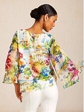 preiswerte Hemden, Tops und Blusen-Chiffon-Lagenoberteil mit Zitrusgarten-Motiv