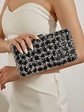 preiswerte Clutches &amp; Taschen für die Abendgarderobe-Luxuriöse Damen-Abendclutch mit Strasssteinen, goldfarbene, kristallverzierte Handtasche mit festem Rahmen und Kettenriemen für formelle Hochzeiten, Cocktailpartys und Galaveranstaltungen