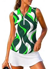 economico Camicia Donna-Per donna Geometrico Astratto Top Maglietta sportiva Polo da golf Maglia da tennis Senza Maniche Cerniera Floreale UPF50+ Resistente ai Raggi UV Alta elasticità Traspirante Tennis Golf Pickleball