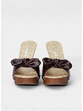 halpa Liukuesteet-naisten leopardikuvioiset slingback-korkokengät rusetilla – tyylikkäät platform-sandaalit, jotka sopivat täydellisesti lomalle, uima-altaalle ja kesäjuhliin