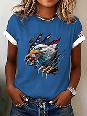 cheap 250th Anniversary Top-American Independence Day Women's T Shirt Print Graphic National Flag Vintage Stylish Classic Short Sleeve Crew Neck Regular Tops Casual Daily Weekend Blue Black White Pink Red Summer Spring