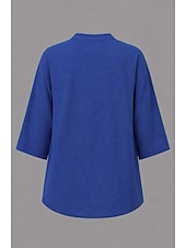 お買い得  プレーンTシャツ-女性用 Tシャツ ヘンリーシャツ ブラウス エレガント デイリーベーシック ファッション ハーフスリーブ Ｖネック クロップトップ カジュアル 日常 ビーチ カーキ色 ブラック ピンク ネービーブルー パープル 夏 春