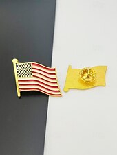  Women's USA Independence Day Alloy Pins Set – Multi-Style Patriotic Pins, Stars, Flags, Heart, Map, 7.4 Designs for Holiday, Party, and Festival Wear