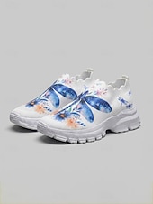 Χαμηλού Κόστους Γυναικεία Sneakers-Γυναικεία μπλε slip-on αθλητικά παπούτσια με τύπωμα λιβελούλας - ογκώδη, casual παπούτσια, αναπνεύσιμα υποδήματα για καθημερινή χρήση, γυμναστήριο, περπάτημα &amp;ταξίδι